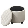 Ridstar Modern Accent Round Storage Ottoman For Living Room, Bedroom & Vanity-Beige - 2 of 4