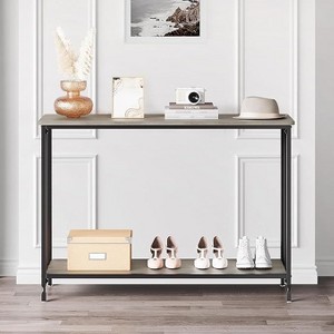 Industrial Narrow Console Table with 2 Storage Shelves, 105cm Hallway Sofa Table for Entrance, Living Room, Bedroom - 1 of 4