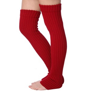 Isadora Paccini Women's 80s Style Extra Long Monochromatic Marvel Embracing Cranberry Ribbed Knit Leg Warmers for Parties & Sports Accessories - 1 of 1