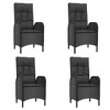 vidaXL Patio Dining Set - 5 Piece Black Poly Rattan with Cushions, Reclining Chairs & Tempered Glass Table - 4 of 4