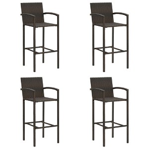 vidaXL Bar Stool Set of 4 Brown Synthetic rattan, powder-coated steel - 1 of 2