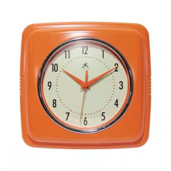 9" Square Retro Wall Clock Orange - Infinity Instruments