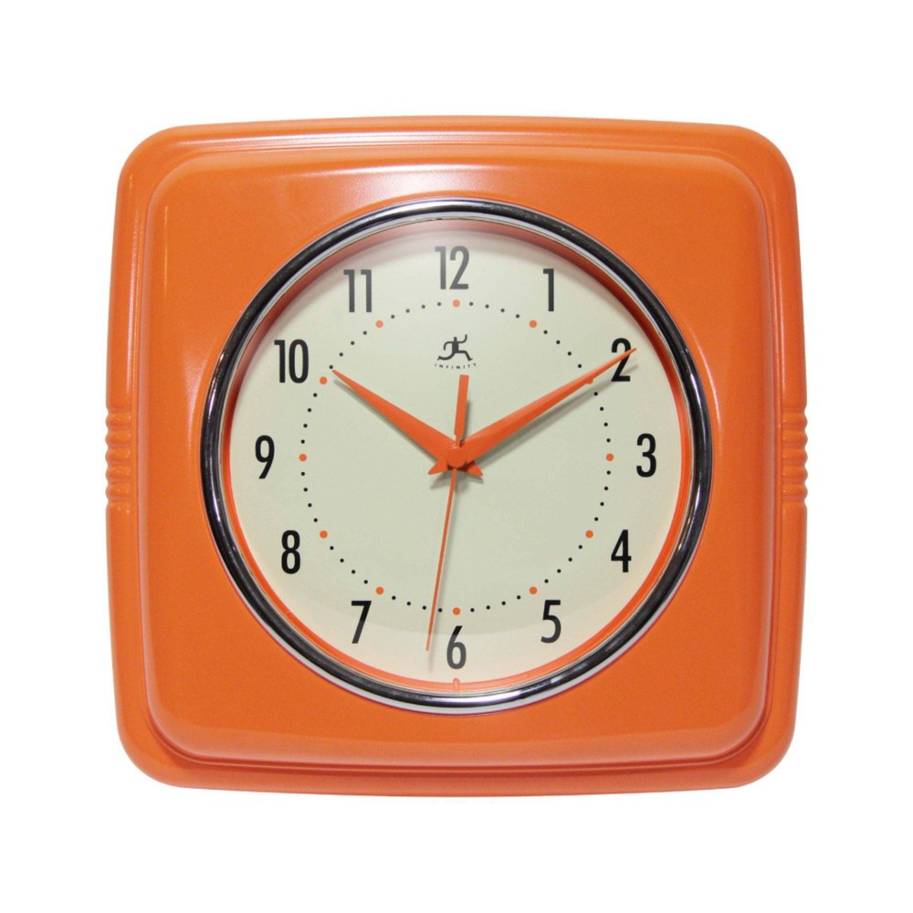 Photos - Wall Clock 9" Square Retro  Orange - Infinity Instruments