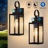 C Cattleya 2-Pack 16.75in Matte Black Motion Sensor & Dusk to Dawn Outdoor Wall Lantern with Seeded Glass - 2 of 4