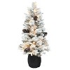 Puleo 4.5' Pre-lit Flocked Potted Artificial Christmas Tree with Clear Lights and Faux Rattan Base: Indoor PVC Decor - image 2 of 3