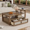 Sapphtopaz Modern Coffee Table Rectangle Table with Splicing Design Multifunctional Dining Table Combination Coffee Bar for Living Room - 4 of 4