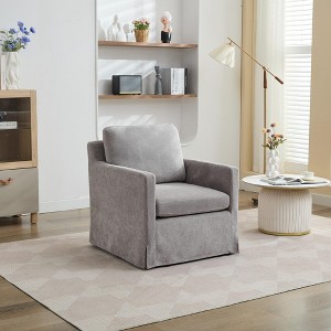 Swivel Accent Chair, Upholstered Skirted Swivel Chair with Removable Back Cushion, 360 Degree Comfy Armchair for Living Room, Nursery, Lounge,Office - 1 of 4