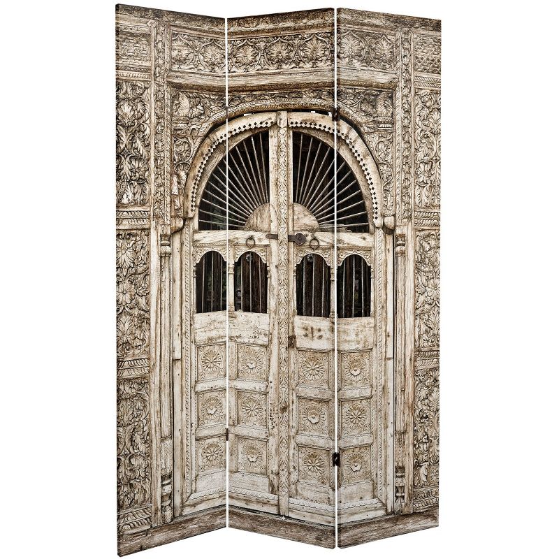 6&#34; Double Sided Stone Doorway Canvas Room Divider Gray - Oriental Furniture, 3 of 10