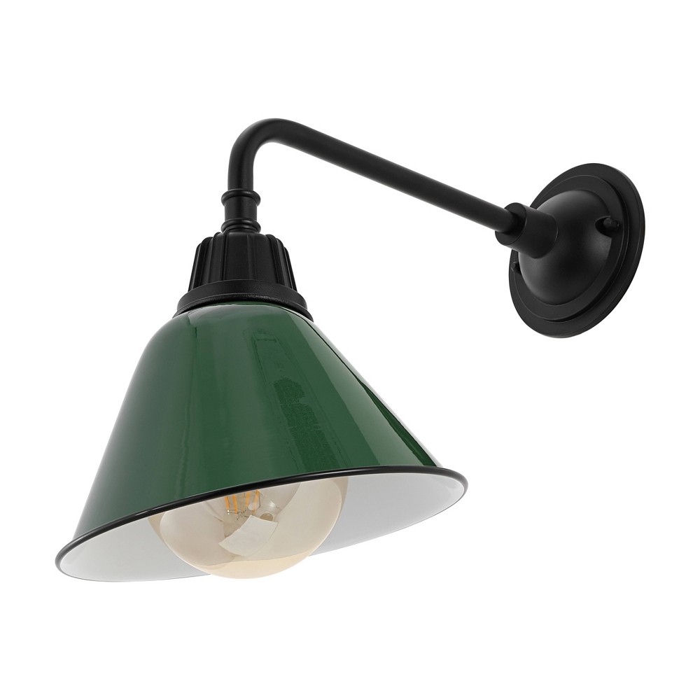 Photos - Chandelier / Lamp 9.63" 1-Light Croydon Farmhouse Industrial LED Gooseneck Arm Outdoor Sconce Green - JONATHAN Y: UL Listed, Metal Shade