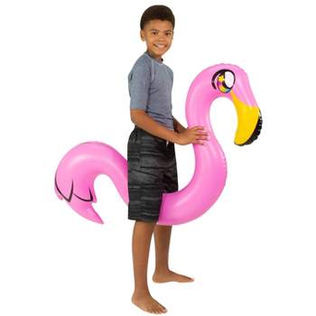PoolCandy Inflatable Animal Ride-On Noodle - Pink Flamingo Pool Noodle