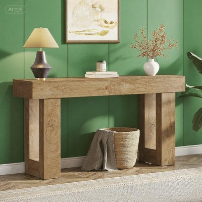 ORRD Console Table, Wooden Rectangular Sofa Table Behind The Couch