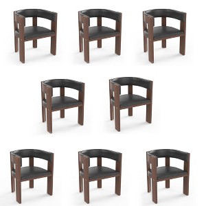 Mid Century Modern Dining Chairs Set of 4/6/8, PU Leather Upholstered Kitchen Chairs Set of 4 with Accent Curved Backrest & Rubber Wood Frame - 1 of 4