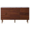 Ashton Sideboard with Faux Marble Top Walnut - Teamson Home: Mid-Century Storage, Brass Legs, Metal Handles - 2 of 4
