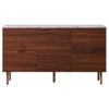 Ashton Sideboard with Faux Marble Top Walnut - Teamson Home: Mid-Century Storage, Brass Legs, Metal Handles - image 2 of 4