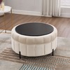 Sapphtopaz Round Storage Ottoman Upholstered Foot Stool with Reversible Lid Coffee Table Tufted Shoe Bench for Living Room, Bedroom, Entryway - 3 of 4
