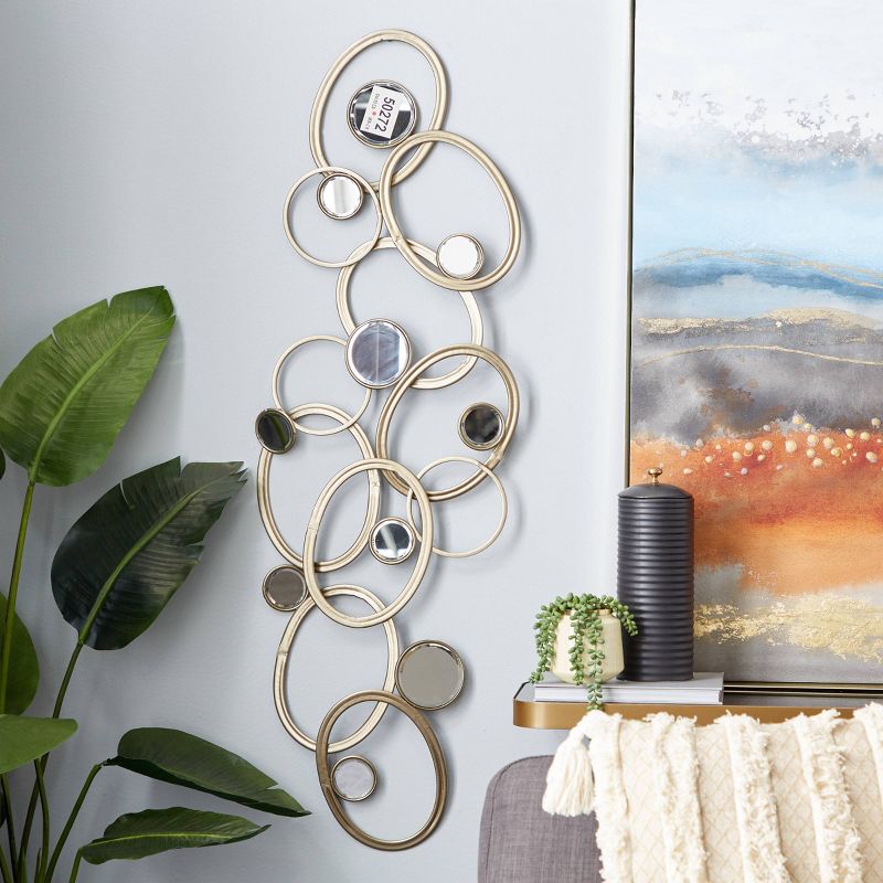 Metal Geometric Wall Decor with Round Mirrored Accents - Olivia & May, 3 of 6