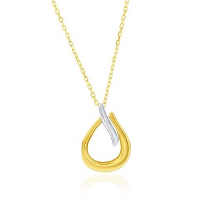 Bella Silver Sterling Silver, Polished Pearshaped Necklace - Two-Tone - Gold - 16+2 Inch - 1 of 3