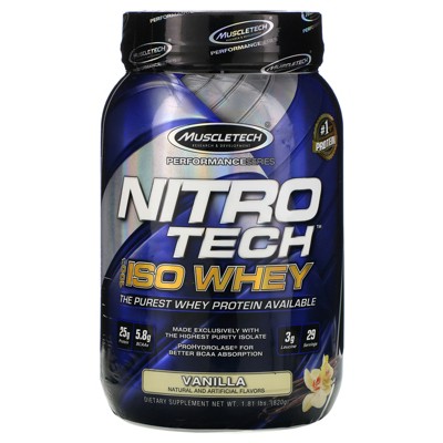 Muscletech NitroTech, 100% ISO Whey, Vanilla, 1.81 lbs (820 g), Protein Powders