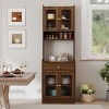 GlasFlength Kitchen Storage Kitchen Pantry Storage Cabinet Hutch Cabinet Freestanding Sideboard Cabinet for Kitchen, Brown, 23.62"*15.75"*70.87" - 2 of 4