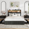 Queen Size Bed Frame with 47.2" Bookcase Headboard and 4 Storage Drawers - 2 of 4