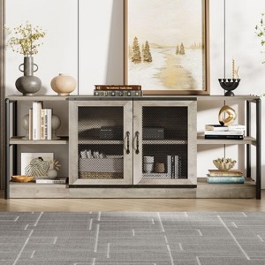 Jojoka Farmhouse TV Stand, Rustic Media Console with Mesh Door and Shelves, Industrial Entertainment Center with Storage for Living Room - 1 of 4