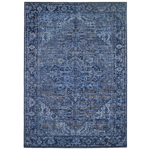 ReaLife Rugs Machine Washable Padded Boho Traditional Lyle Rug Blue - 1 of 4
