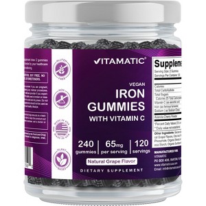 Iron 65 mg Gummies Supplement for Women & Men - 240 Vegan Gummies - 1 of 4