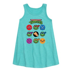 Girls' - Teenage Mutant Ninja Turtles - Turtles Character Grid Graphic Sleeveless Aline Dress - 1 of 3