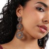 SOHI Women's Antique Silver Intricate Circular Long Drop Earrings - 4 of 4
