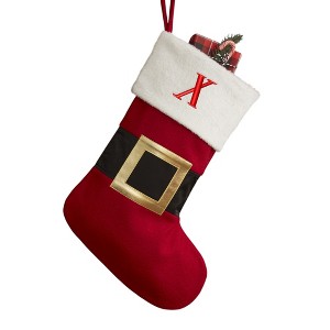 Personalization Mall Santa Belt Embroidered Initial Christmas Stockings - 1 of 2