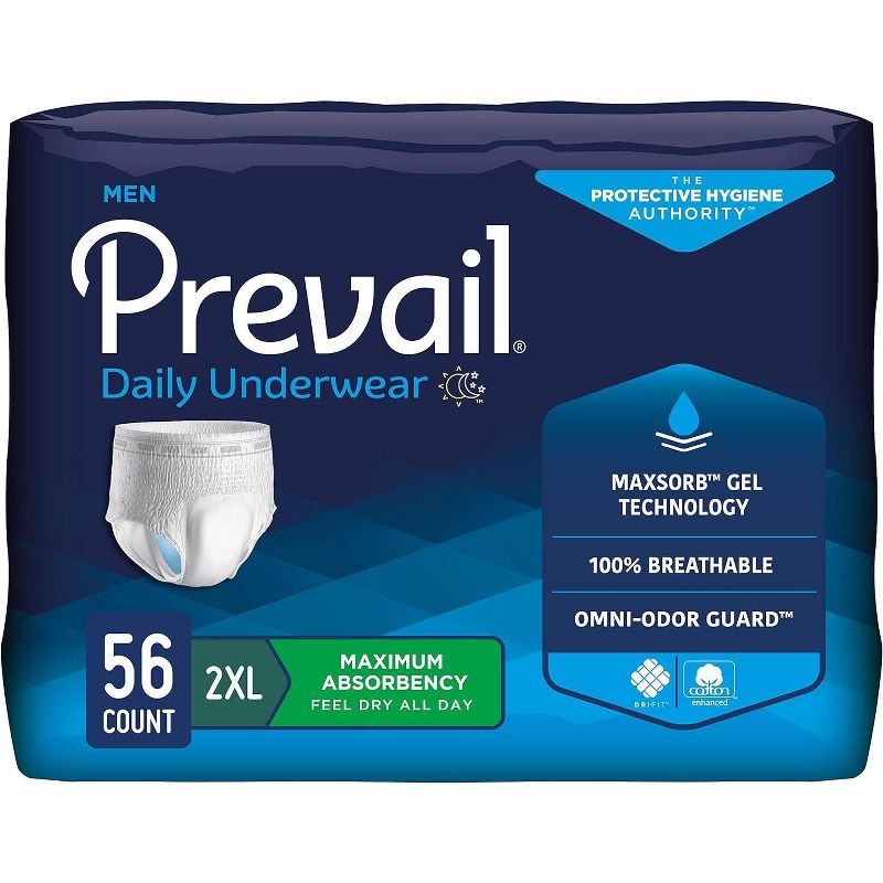 Prevail Daily Adult Incontinence Underwear for Men, Pull On with Tear Away Seams, Maximum Absorbency, 2 of 6
