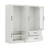 Keloyid White Wood 63 in. Armoire with 2 Drawers and 6 Doors - 3 of 4