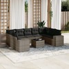 vidaXL 10 Piece Patio Sofa Set with Cushions Gray Poly Rattan - With Table - 2 of 4