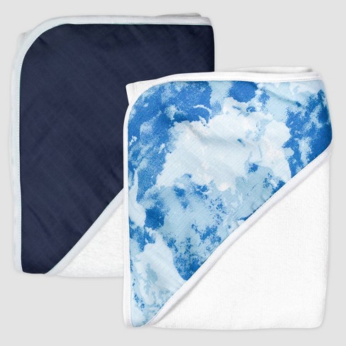 Honest Baby 2pc Hooded Towels - Blue - image 1 of 4