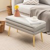 Tangkula Velvet Upholstered Storage Bench Bedroom Ottoman Bench w/ Removable Top Grey - 2 of 4