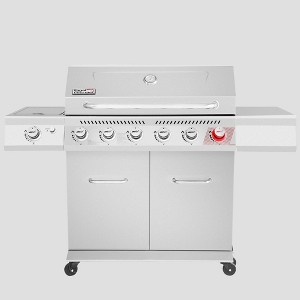 RoyalGourmet TG6402S Stainless Steel Outdoor BBQ Gas Grill Premier 6-Burner with Sear Burner: Propane, Side Shelf - 1 of 4