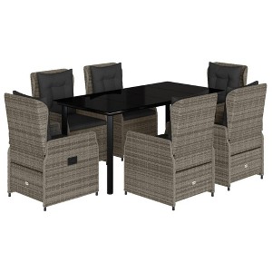 vidaXL Garden Dining Set Grey PE rattan Large Garden Dining Set - 1 of 4
