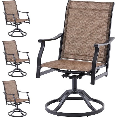 VisioGear Patio Dining Chairs, 4 Pieces Outdoor Dining Chairs Set, 360°Swivel Dining Chair for Patio, Brown, 23"*21.7"*40.2"