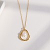 Anna-Kaci Textured Open Teardrop Pendant Necklace with Organic Hammered Frame and Dainty Suspended Faux Pearl Accent Charm - Gold - 2 of 4