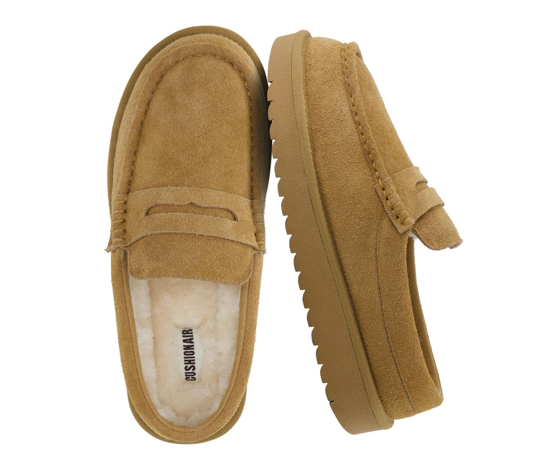CUSHIONAIRE Ollie Cozy Genuine Suede Clogs for Women, Comfortable Slip-On Mule Loafers with Faux Fur Lining, Memory Foam & Durable Rubber Sole