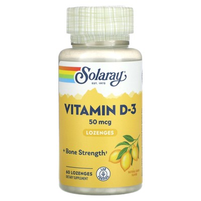 Solaray Vitamin D-3 Lozenges, Lemon Flavor, 50 mcg, 60 Lozenges