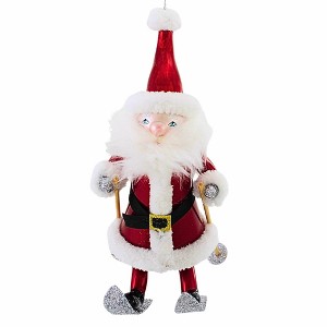 De Carlini Italian Ornaments 7.0 Inch Windy Whiskers Santa Christmas Tree Ornament , Christmas Decor Skier Skiing Mgd (1PC) - 1 of 4