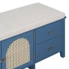NicBex 43.5" Vintage Shoe Bench with Rattan Doors & Cushion,Entryway Bench with 2 Drawers,Multi-Functional Storage Bench for Bedroom,Living Room - 4 of 4