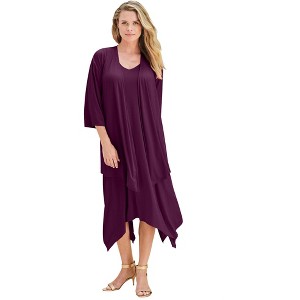 Roaman's Women's Plus Size Jacket Dress Set - 1 of 4