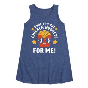 Girls' - Instant Message - Dude, Chicken Nuggets For Me Graphic Sleeveless Aline Dress - 1 of 4