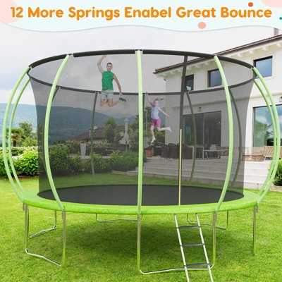 Trampoline 10FT 12FT 14FT 16FT with Enclosure & Ladder, ASTM Approved Heavy-Duty Outdoor Recreational Trampoline for Kids Adults, 440LB Capacity