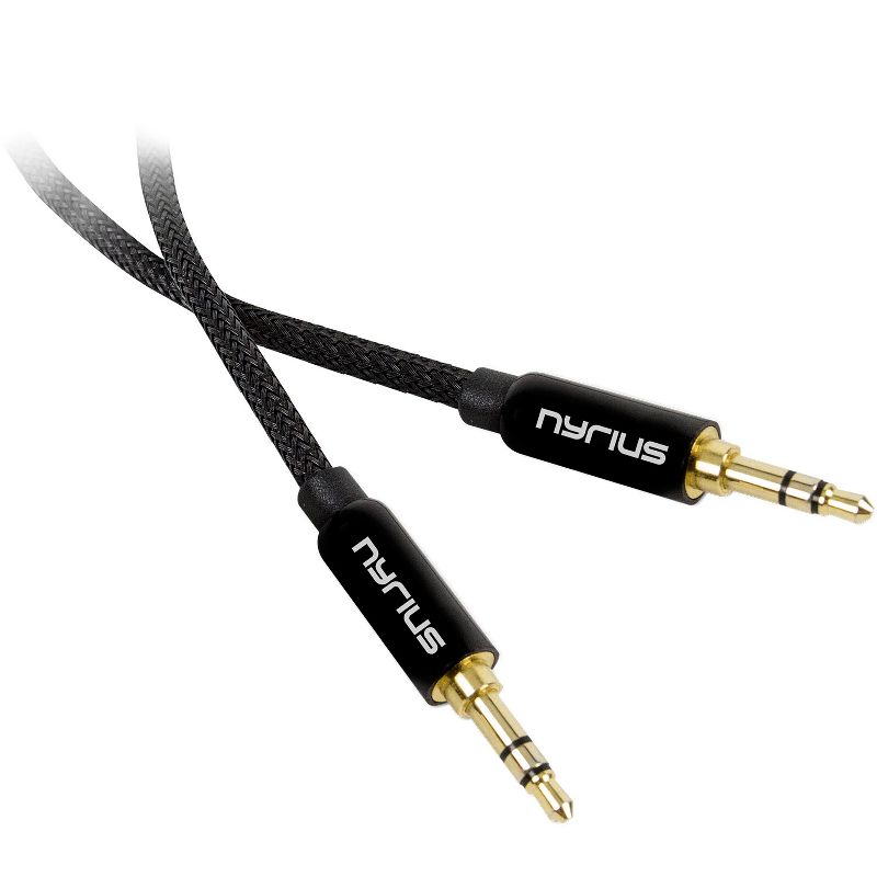 Nyrius Premium Grade 3.5mm Auxiliary Audio Cable (3 Feet) with Tangle Free Protective Shielding & Step Down Connector, 1 of 7