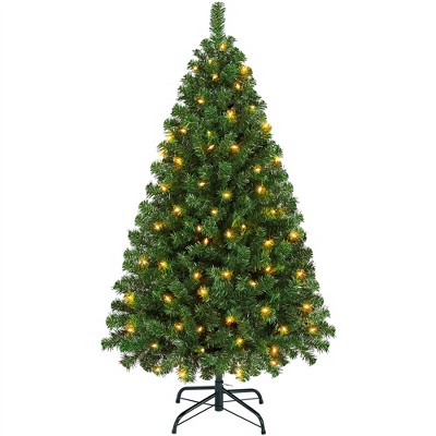 Yaheetech 4.5Ft/6Ft/7.5Ft/9Ft/12Ft Pre-lit Spruce Artificial Christmas Tree with 150 Incandescent Warm White Lights