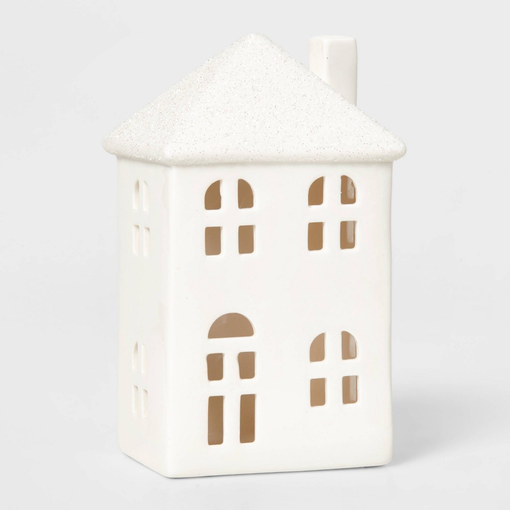 Tall Ceramic House Decorative Figurine White - Wondershop