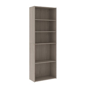 71.18"5 Shelves Beginnings Vertical Bookcase Silver Sycamore- Sauder: Modern Storage, MDF Frame: Paper Laminate Surface - 1 of 4